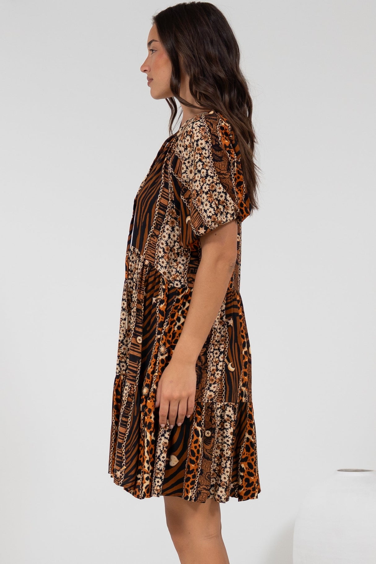 Lia Mini Dress - Balloon Sleeve Smock Dress in Riley Print