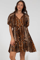 Lia Mini Dress - Balloon Sleeve Smock Dress in Riley Print