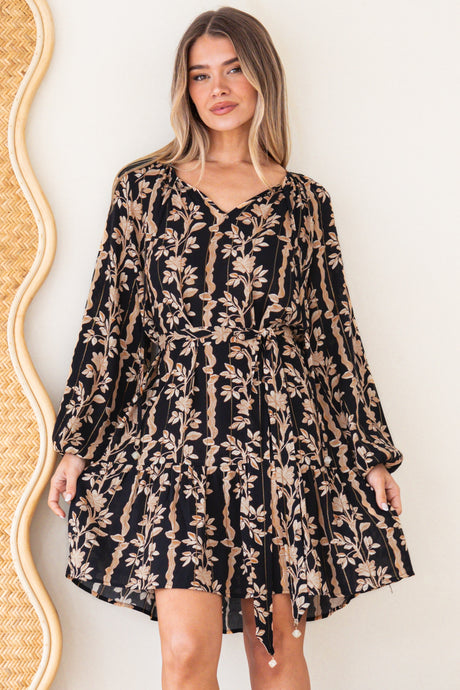 Model wearing Lianda Mini Dress in Helio Print from Salty Crush