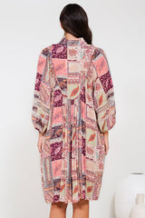 Linden Mini Dress - Mandarin Collar Slimline Smock Dress in Royce Print
