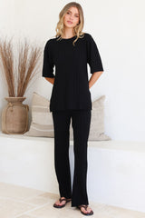 Model wearing Lisette Set in Black from Salty Crush