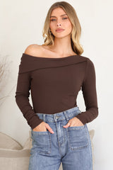 Model wearing Lissa Top in Chocolate from Salty Crush