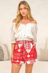 Livia Shorts - Elasticated Drawstring Waist Shorts with Pockets in Lizzy Print