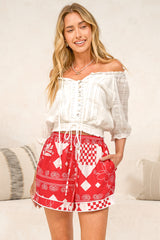 Livia Shorts - Elasticated Drawstring Waist Shorts with Pockets in Lizzy Print