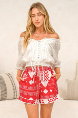 Livia Shorts - Elasticated Drawstring Waist Shorts with Pockets in Lizzy Print