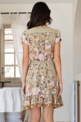 JAASE - Lizzie Mini Dress: Butterfly Cap Sleeve Button Down Dress with Pockets in Adore You Print