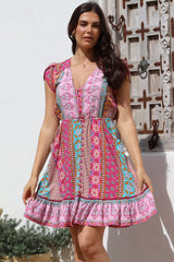JAASE - Lizzie Mini Dress: Butterfly Cap Sleeve Button Down Dress with Pockets in Cedella Print