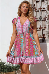 JAASE - Lizzie Mini Dress: Butterfly Cap Sleeve Button Down Dress with Pockets in Cedella Print