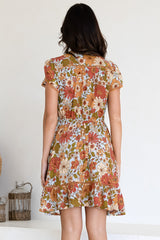 JAASE - Lizzie Mini Dress: Butterfly Cap Sleeve Button Down Dress with Pockets in Mimosa Print