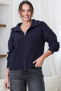 Model wearing Logan Cardigan in Navy from Salty Crush