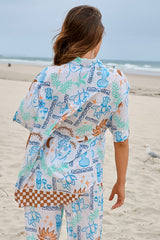 JAASE - Lola Shirt: High-Low Button Down Shirt in Rhodes Print