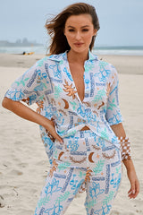 JAASE - Lola Shirt: High-Low Button Down Shirt in Rhodes Print