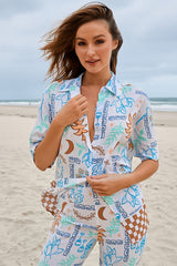 JAASE - Lola Shirt: High-Low Button Down Shirt in Rhodes Print