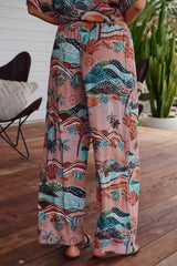 JAASE - Cici Pants: Mid Rise Relaxed Wide Leg Pant in Lakeside Serenity Print