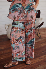 JAASE - Cici Pants: Mid Rise Relaxed Wide Leg Pant in Lakeside Serenity Print