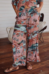 JAASE - Cici Pants: Mid Rise Relaxed Wide Leg Pant in Lakeside Serenity Print