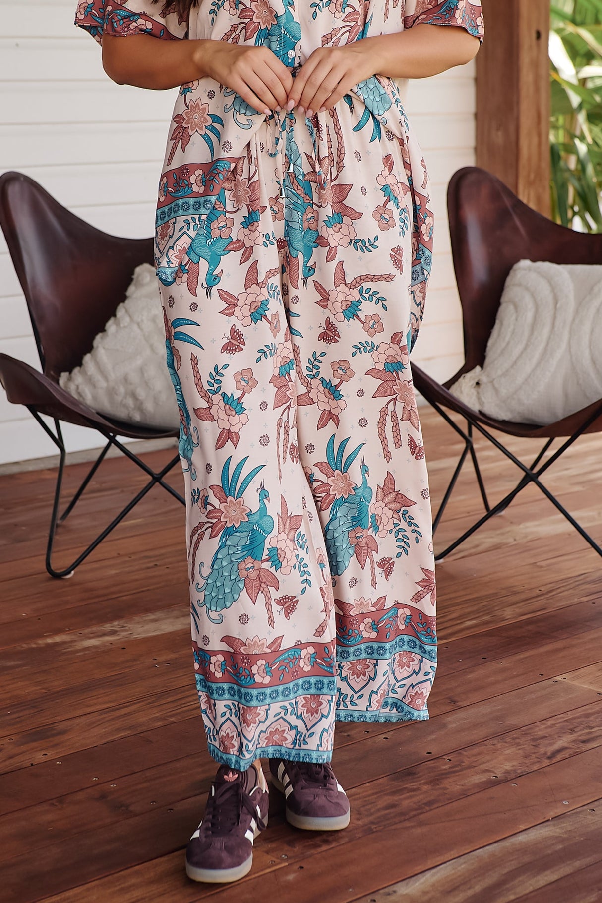 JAASE - Cici Pants: Mid Rise Relaxed Wide Leg Pant in Symphony Print