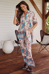 JAASE - Cici Pants: Mid Rise Relaxed Wide Leg Pant in Symphony Print