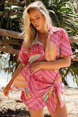 JAASE - Lola Shirt: High-Low Button Down Shirt in Viva Bonita Print