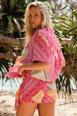 JAASE - Lola Shirt: High-Low Button Down Shirt in Viva Bonita Print