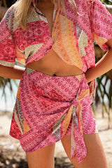 JAASE - Scout Skort - High Waisted Front Tie Up Wrap Skort in Viva Bonita Print