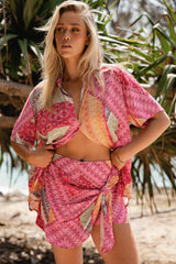 JAASE - Scout Skort - High Waisted Front Tie Up Wrap Skort in Viva Bonita Print