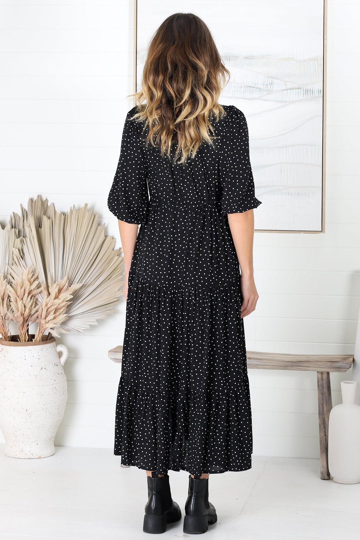 Salty Crush Montania Maxi Dress Black Polka Dot