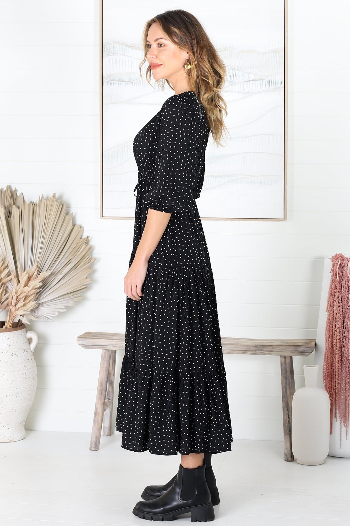 Salty Crush Montania Maxi Dress Black Polka Dot