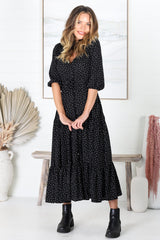 Salty Crush Montania Maxi Dress Black Polka Dot