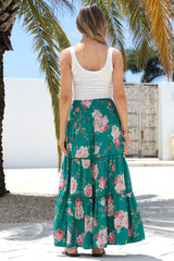 Louise Maxi Skirt/Midi Dress - Shirred Waistband Tiered Skirt or Dress in Floral Print
