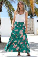 Louise Maxi Skirt/Midi Dress - Shirred Waistband Tiered Skirt or Dress in Floral Print