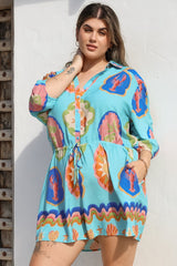 Loula Playsuit - Collared Buttoned Bodice Playsuit with Drawstring Waist in Boardwalk Print