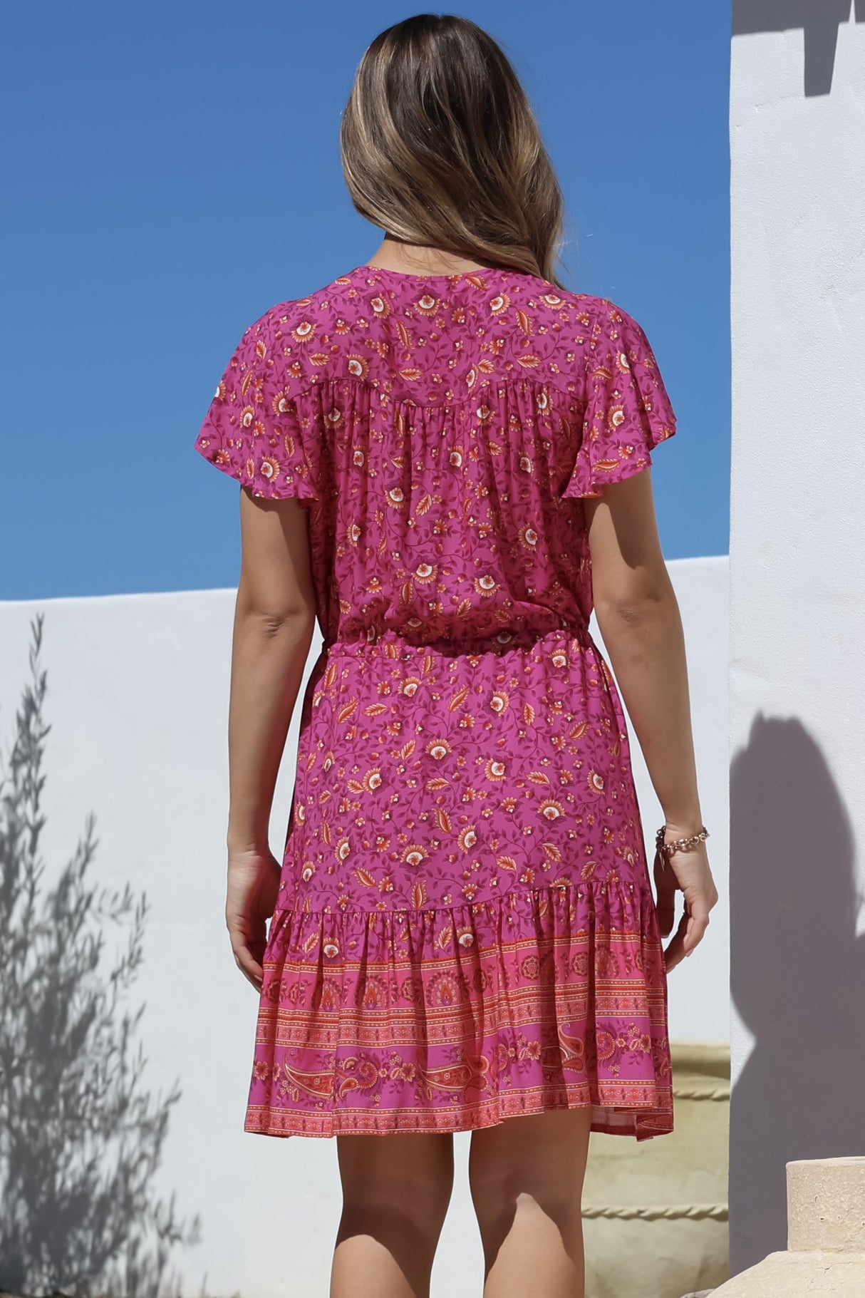 Lucille Mini Dress - Cap Sleeve A Line Dress in Quinne Print