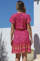 Lucille Mini Dress - Cap Sleeve A Line Dress in Quinne Print