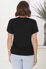 Luma T-Shirt - Relaxed Crew Neck Short Sleeve Tee in Black