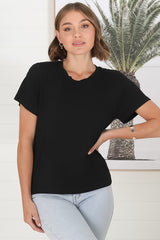 Luma T-Shirt - Relaxed Crew Neck Short Sleeve Tee in Black