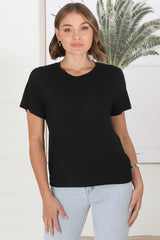 Luma T-Shirt - Relaxed Crew Neck Short Sleeve Tee in Black