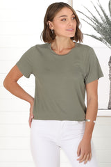 Luma T-Shirt - Relaxed Crew Neck Short Sleeve Tee in Khaki