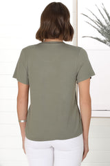 Luma T-Shirt - Relaxed Crew Neck Short Sleeve Tee in Khaki