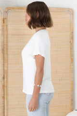 Luma T-Shirt - Relaxed Crew Neck Short Sleeve Tee in White