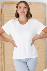 Luma T-Shirt - Relaxed Crew Neck Short Sleeve Tee in White