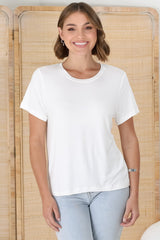 Luma T-Shirt - Relaxed Crew Neck Short Sleeve Tee in White