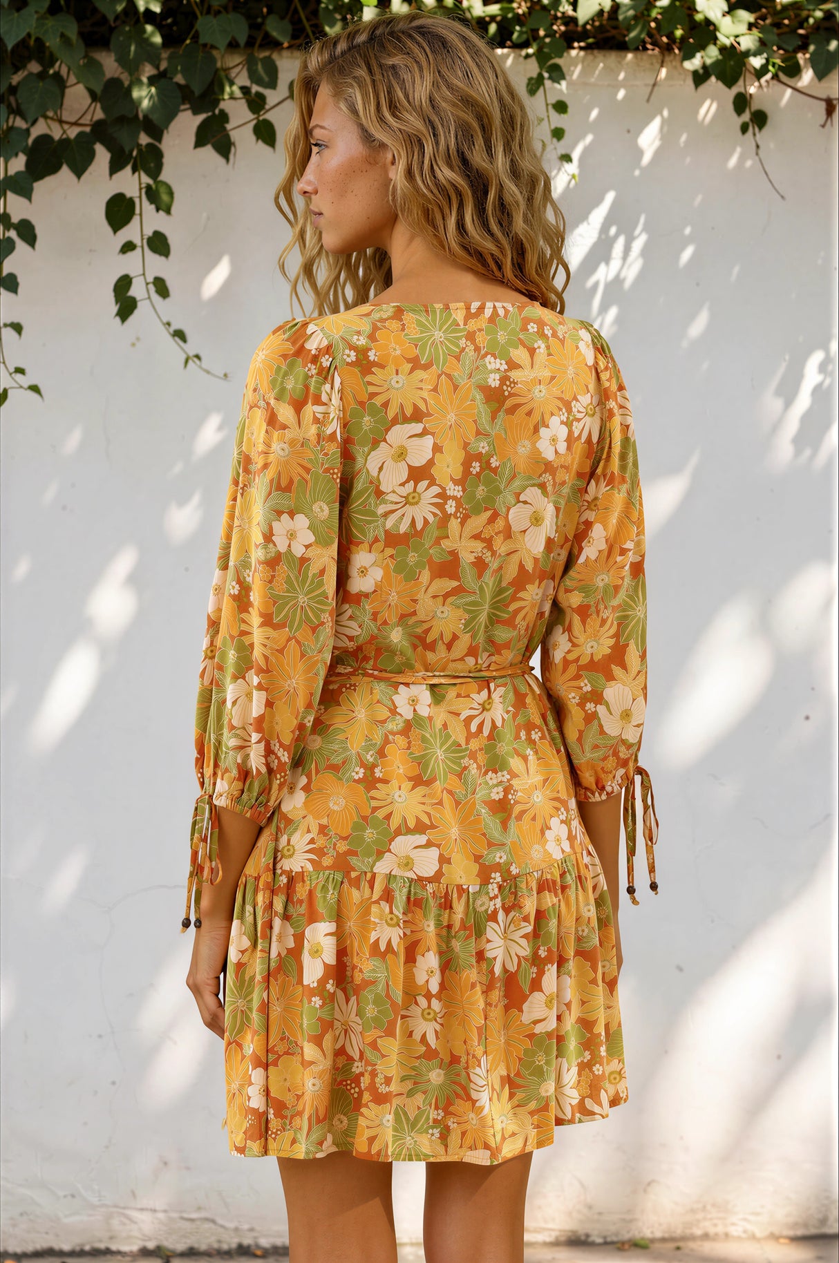 Model wearing Luna Mini Dress in Camira Print from Salty Crush