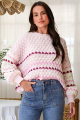 Model wearing Lyla Jumper in Pink from Salty Crush