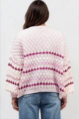 Model wearing Lyla Cardigan in Pink from Salty Crush