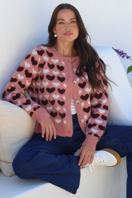 Model wearing Lynnie Cardigan in Pink from Salty Crush