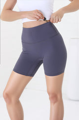 Axel Bike Shorts - Thick Highwaisted Band Bike Shorts in Lilac Grey