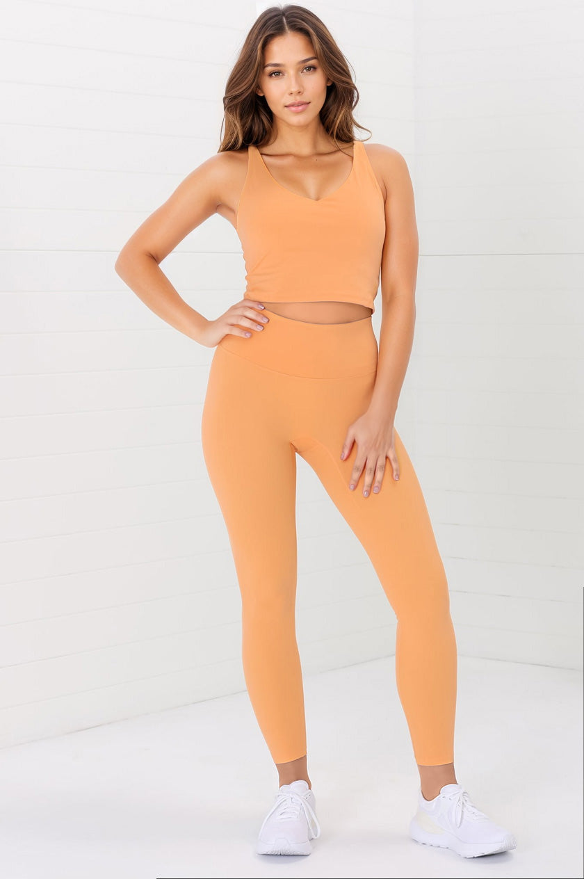 Axel Leggings - High Waisted Full Length Leggings in Boston Orange