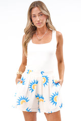 Mabel Shorts  - High Waisted Paperbag Shorts in Aloha Sunset Print