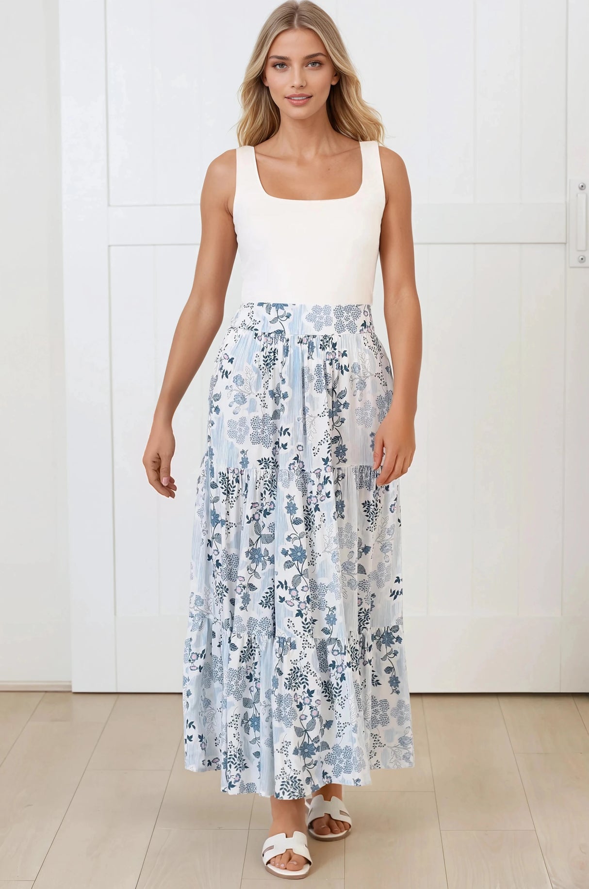 Maggie Maxi Skirt - Elasticated High Waist Skirt in Addie Print